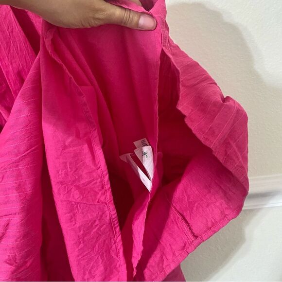 LOFT Pink Flutter Sleeve Cut Out Back Tiered Midi Dress Cotton Lined Size 2 - Picture 13 of 16